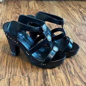 Slip On Platform Western Heels